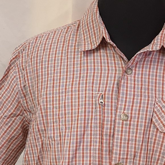 Eddie Bauer Travex Mens Tall XL Red Stripe Plaid Short Sleeve Hike Fish Shirt - Picture 3 of 11